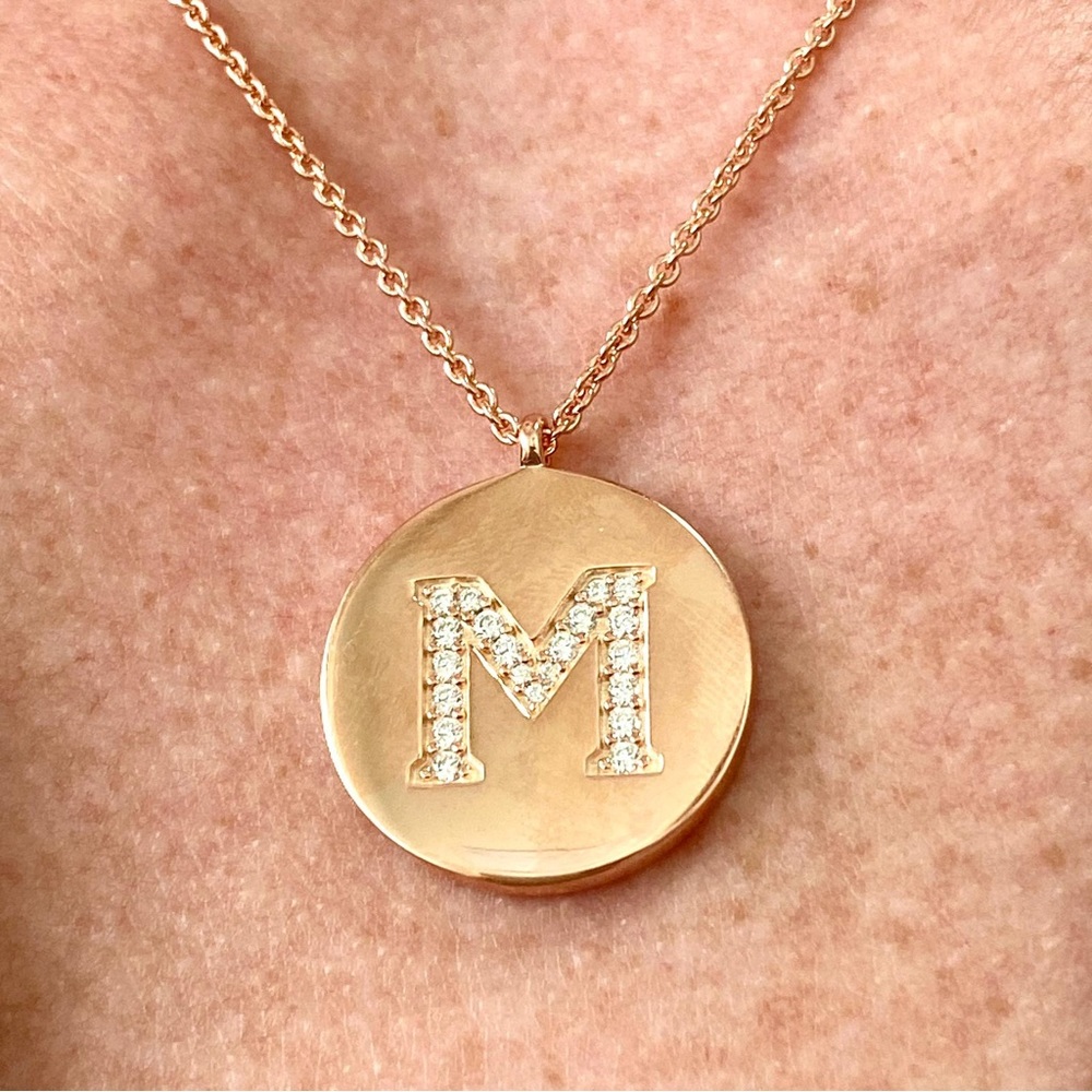 Diamond initial medallion necklace